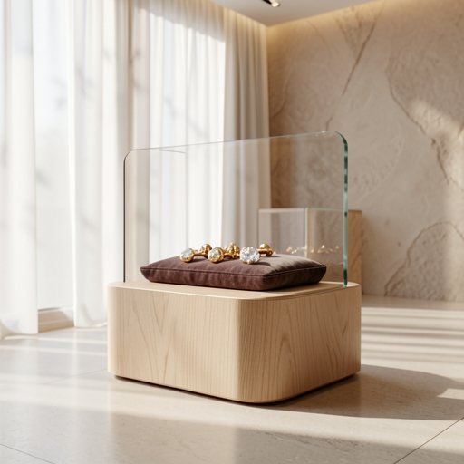 A futuristic display of LINGLONG JUHUO innovative wellness jewelry representing the future of self-care.