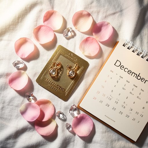 A celebratory year in review flat lay featuring LINGLONG JUHUO wellness jewelry and decorative crystals.